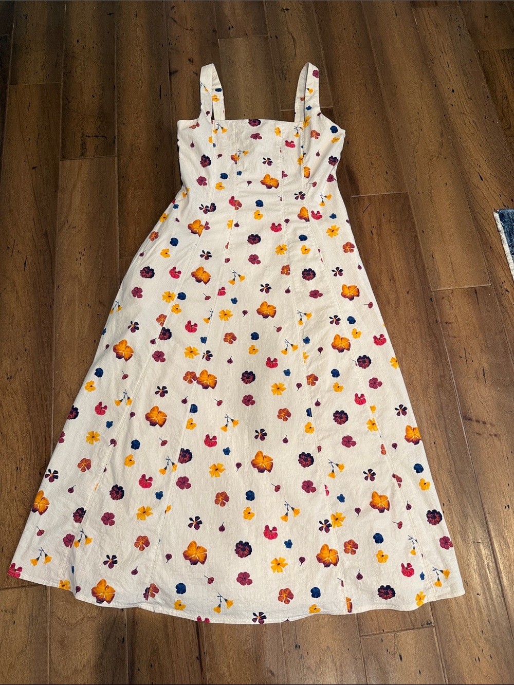 Abercrombie Cream Floral Sundress with Pink, Yellow & Purple Flowers
